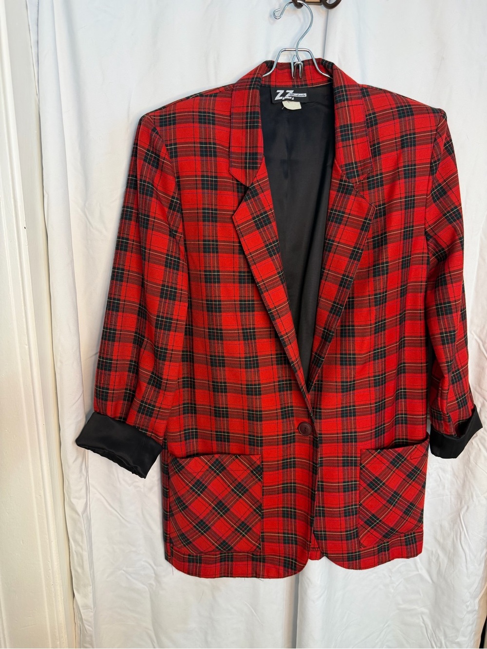 Michaels Red and Black Plaid Blazer Jacket